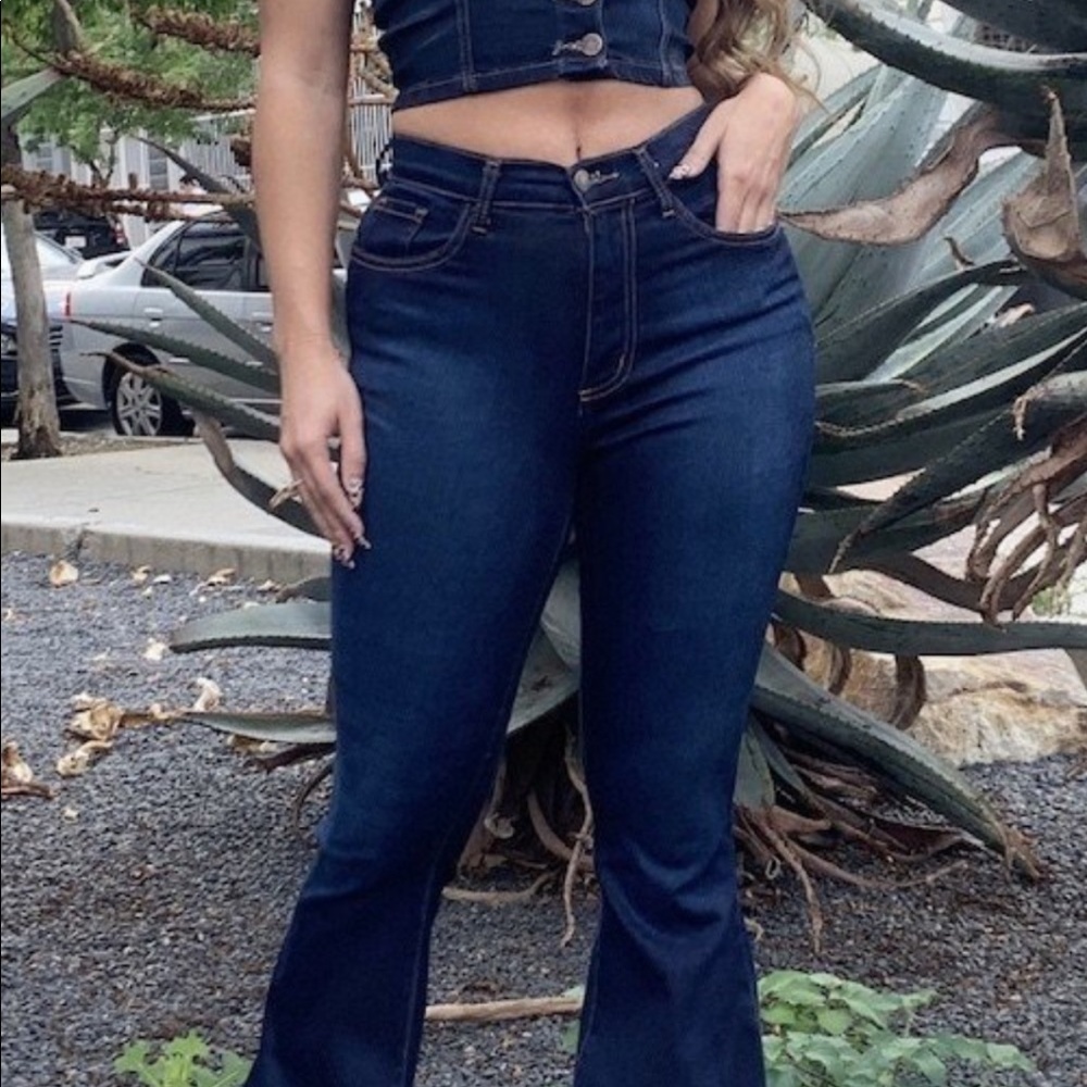 Bell Bottom Jean Set Dark Wash with bustier top
